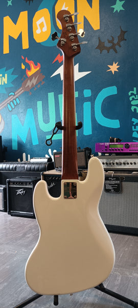Modern Vintage MVJ5-75 ’70s Vintage 5-String Electric Bass Guitar – Olympic White
