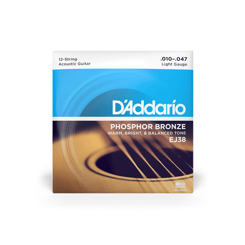 D'Addario Phosphor Bronze 10–47 Light Gauge 12 String Acoustic