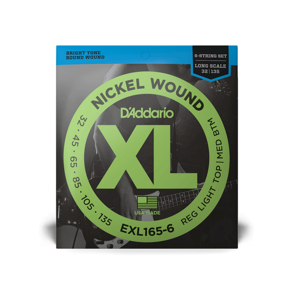 D'Addario Regular Light Top/Medium Bottom Long Scale 6-String Bass