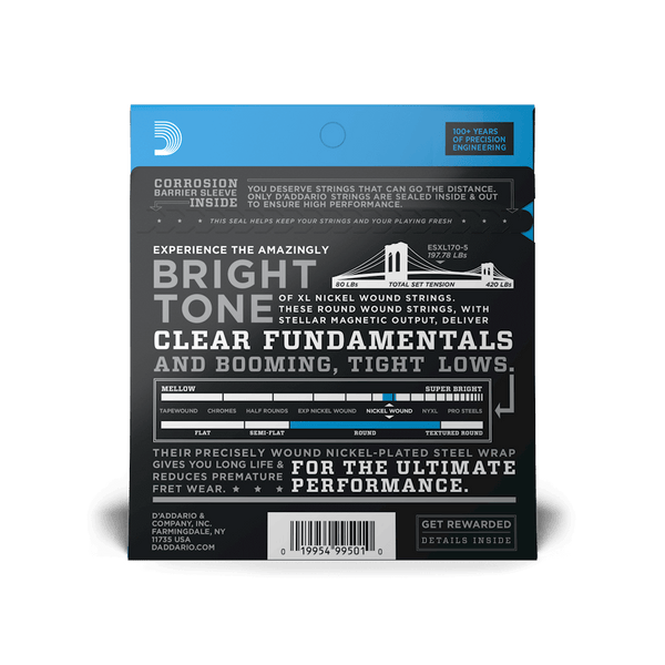 D'Addario Regular Light Long Scale 5-String Bass