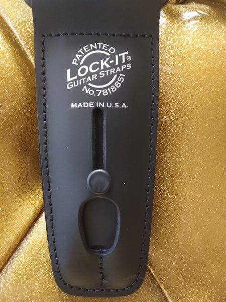Lock-it Straps - Leather Black guitar strap