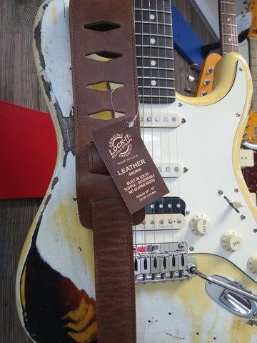 Lock-it Straps - Leather Brown guitar strap